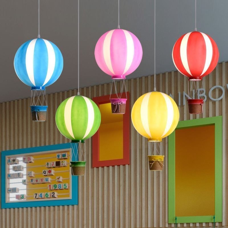 Luminária pendente colorida de balão de ar quente em acrílico para decoração