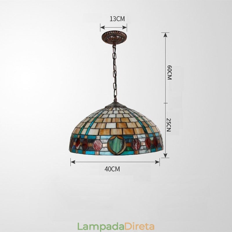 Luminária pendente de vidro colorido vintage