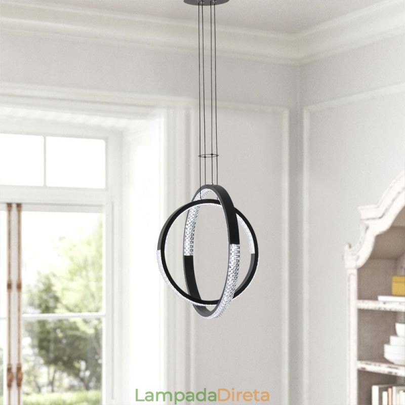 Lustre moderno 2 anéis pingente iluminação jantar