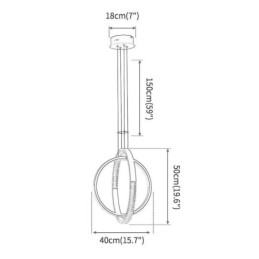 Lustre moderno 2 anéis pingente iluminação jantar