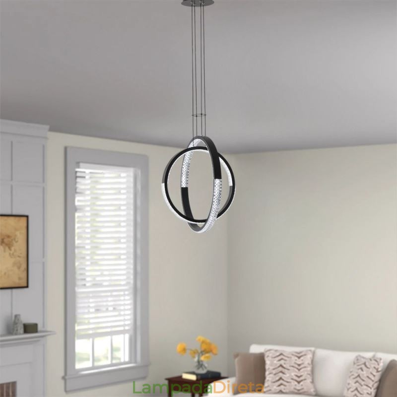 Lustre moderno 2 anéis pingente iluminação jantar