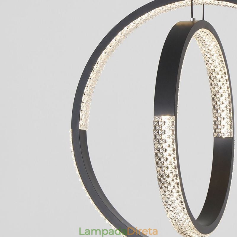 Lustre moderno 2 anéis pingente iluminação jantar