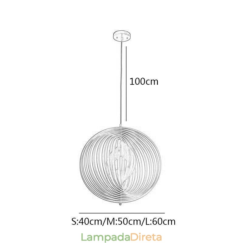 Lustre moderno de bola redonda luminária pendente de tília