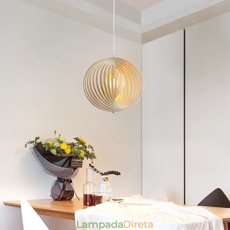 Lustre moderno de bola redonda luminária pendente de tília