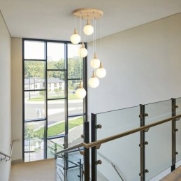 Luminária pendente japonesa de madeira, luminária nórdica de vidro