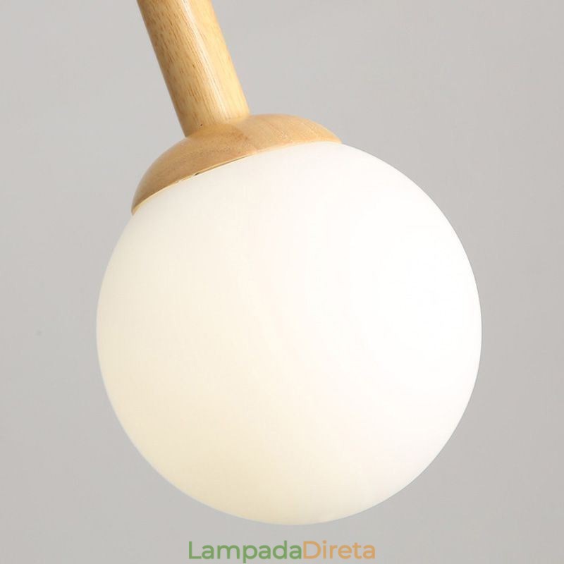 Luminária pendente japonesa de madeira, luminária nórdica de vidro