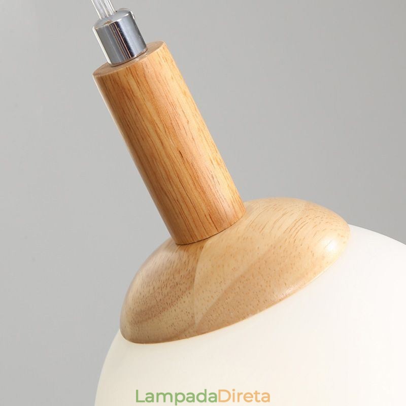 Luminária pendente japonesa de madeira, luminária nórdica de vidro