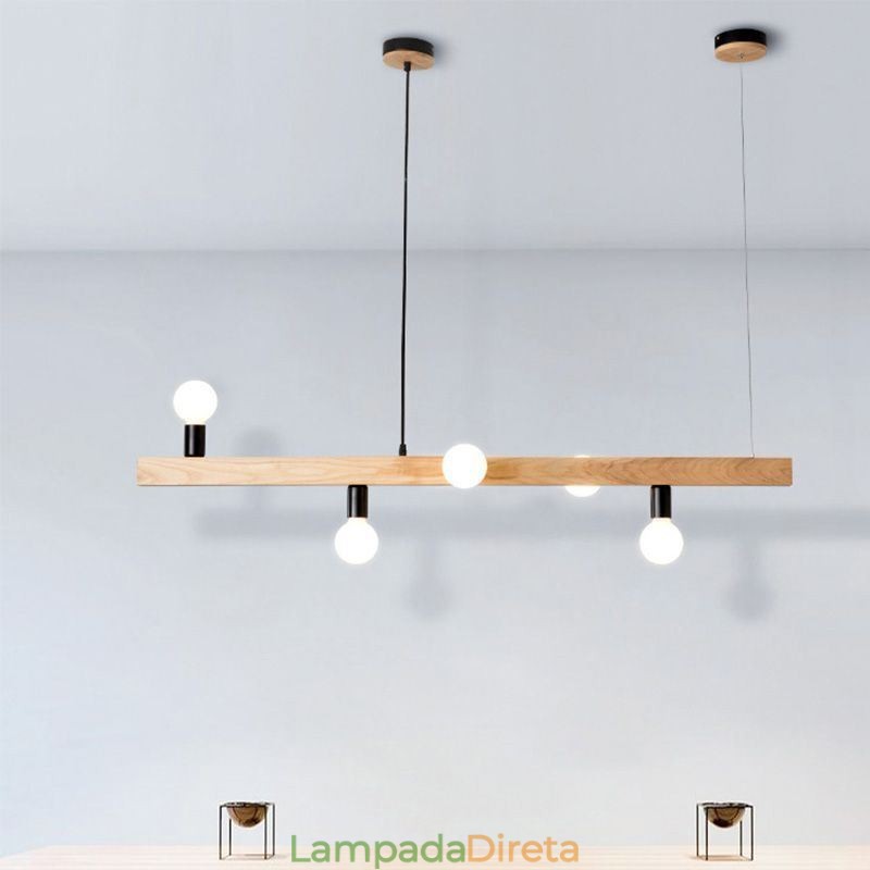 Lustre de Molécula de Luz Pendente de Madeira Japonesa