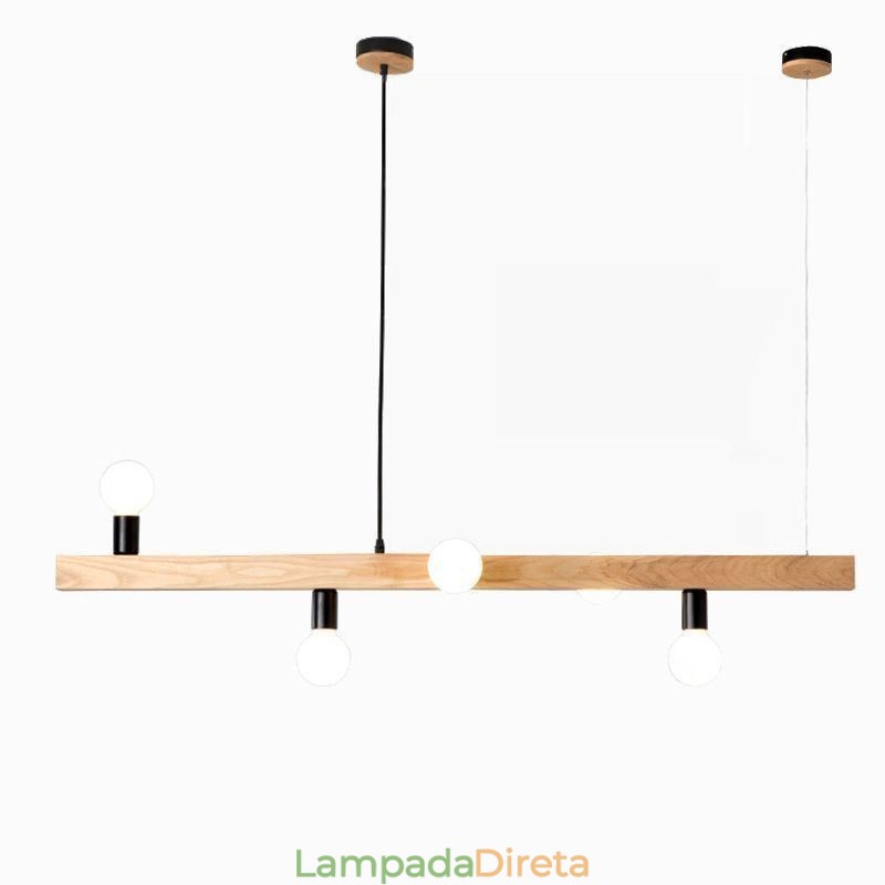 Lustre de Molécula de Luz Pendente de Madeira Japonesa