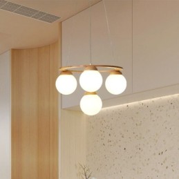 Lustre de madeira japonês Molecule Pendant Light