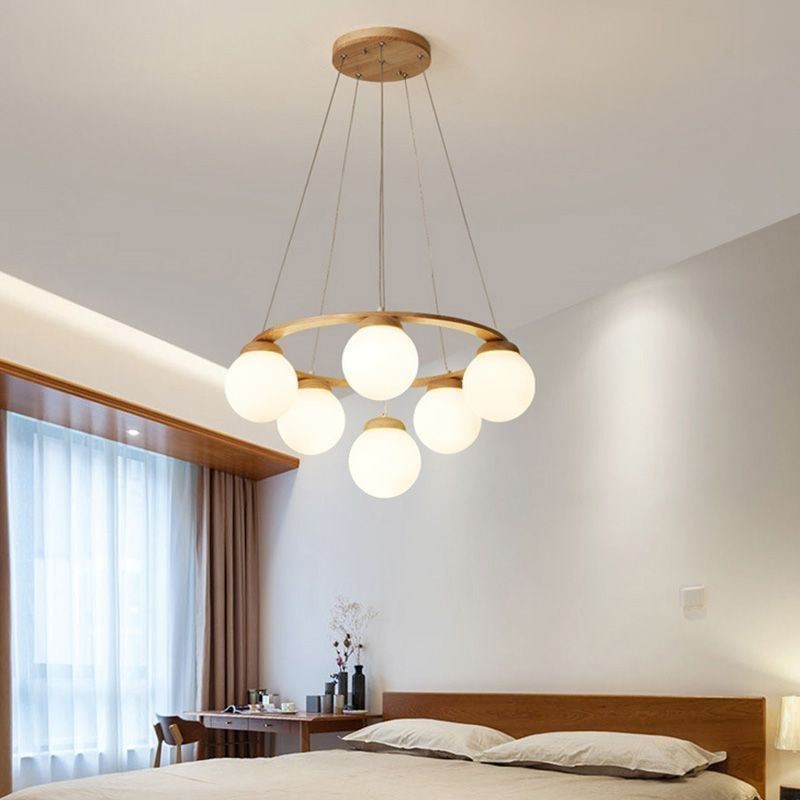 Lustre de madeira japonês Molecule Pendant Light