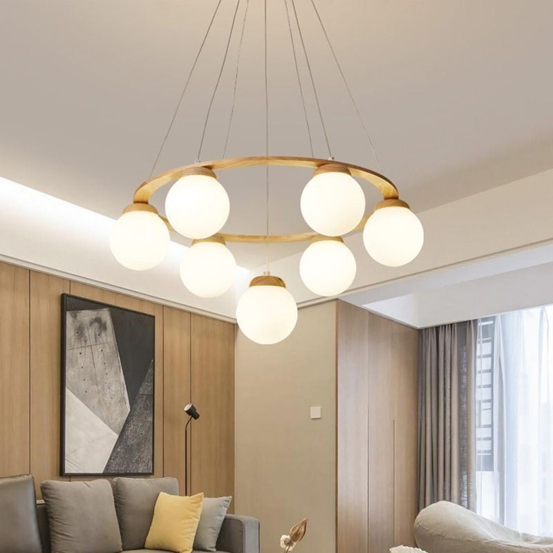 Lustre de madeira japonês Molecule Pendant Light