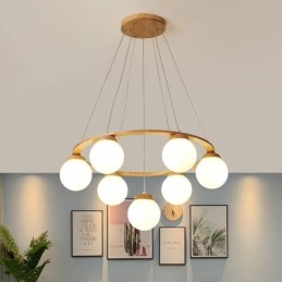 Lustre de madeira japonês Molecule Pendant Light
