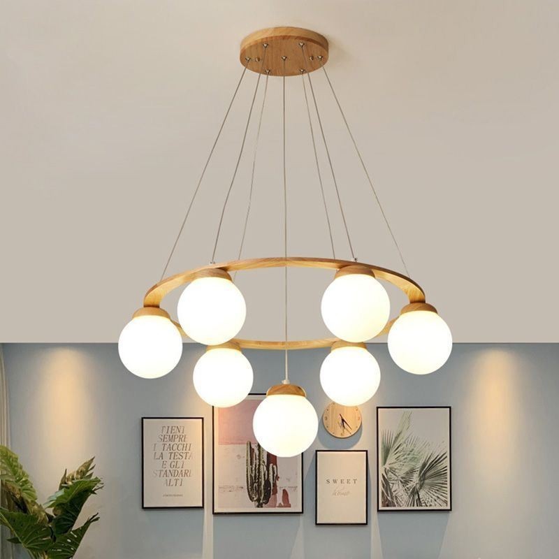 Lustre de madeira japonês Molecule Pendant Light