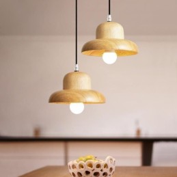 Luz pendente de madeira japonesa Chapéu Luz suspensa