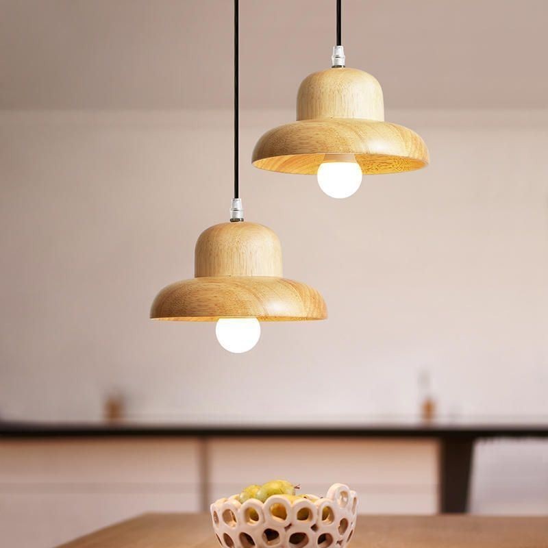 Luz pendente de madeira japonesa Chapéu Luz suspensa