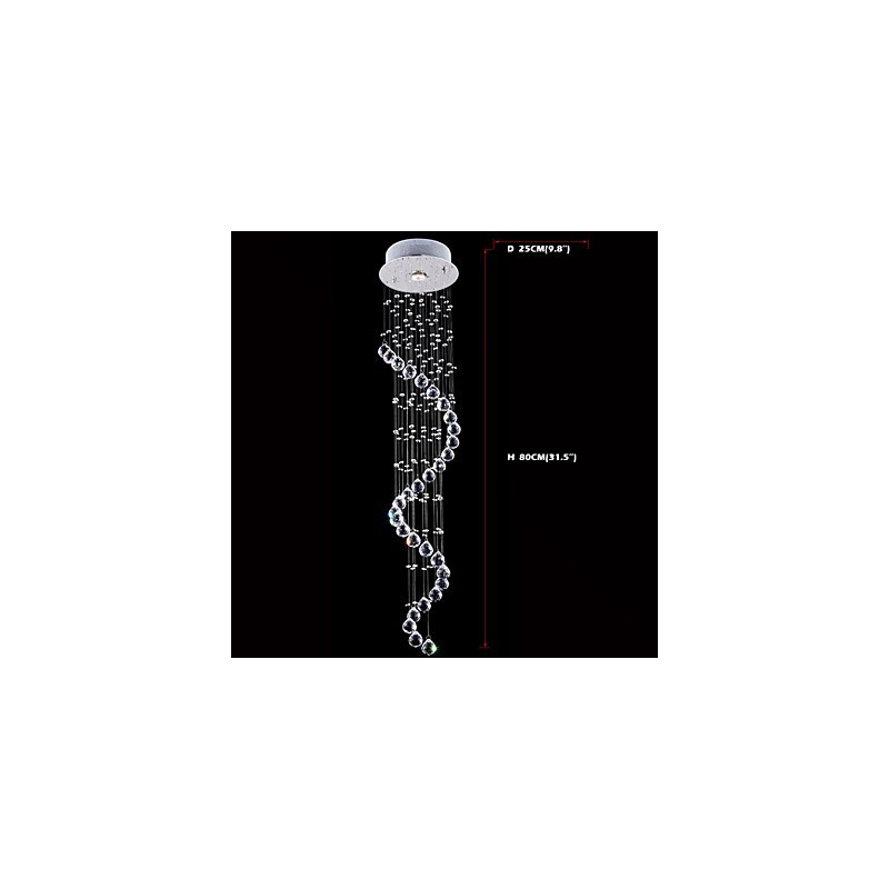 Lustre de cristal pendente, iluminação, 1 luz, canpoy prateado, transparente, k9, cristal, hélice, teto, lâmpadas, h80cm