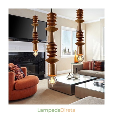 Lustre Mini Estilo Tradicional Clássico Madeira Bambu Lustre Mini Estilo Tradicional Clássico Madeira Bambu