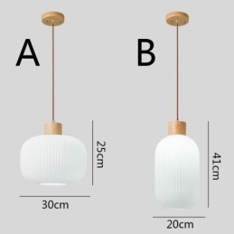 Luminária pendente de madeira japonesa, lanterna de vidro, luz suspensa