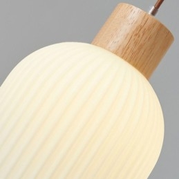 Luminária pendente de madeira japonesa, lanterna de vidro, luz suspensa