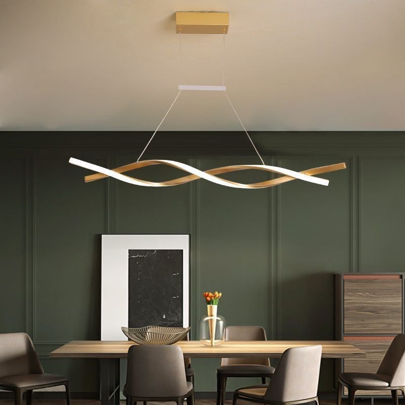 Luminária pendente moderna com design de torção, luminária suspensa para jantar