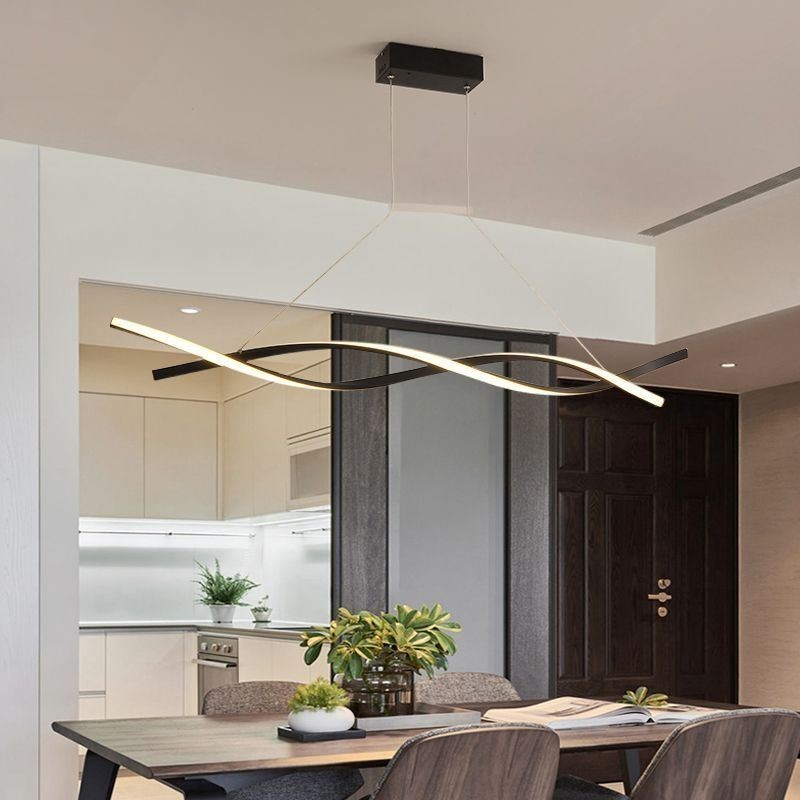 Luminária pendente moderna com design de torção, luminária suspensa para jantar