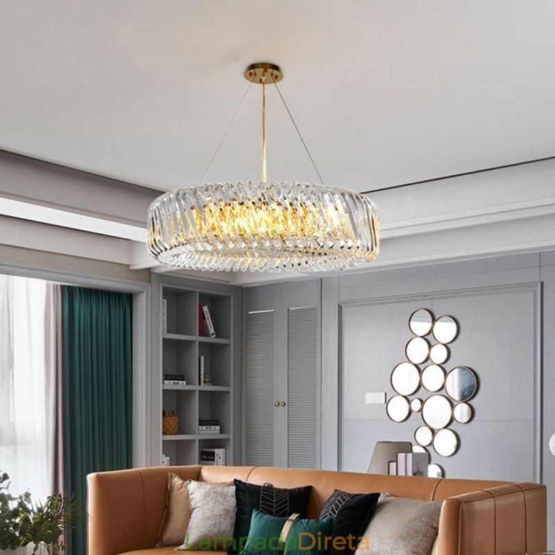 Luminária pendente europeia redonda de vidro para decoração