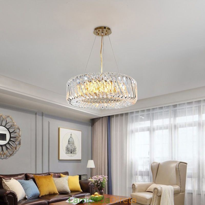 Luminária pendente europeia redonda de vidro para decoração