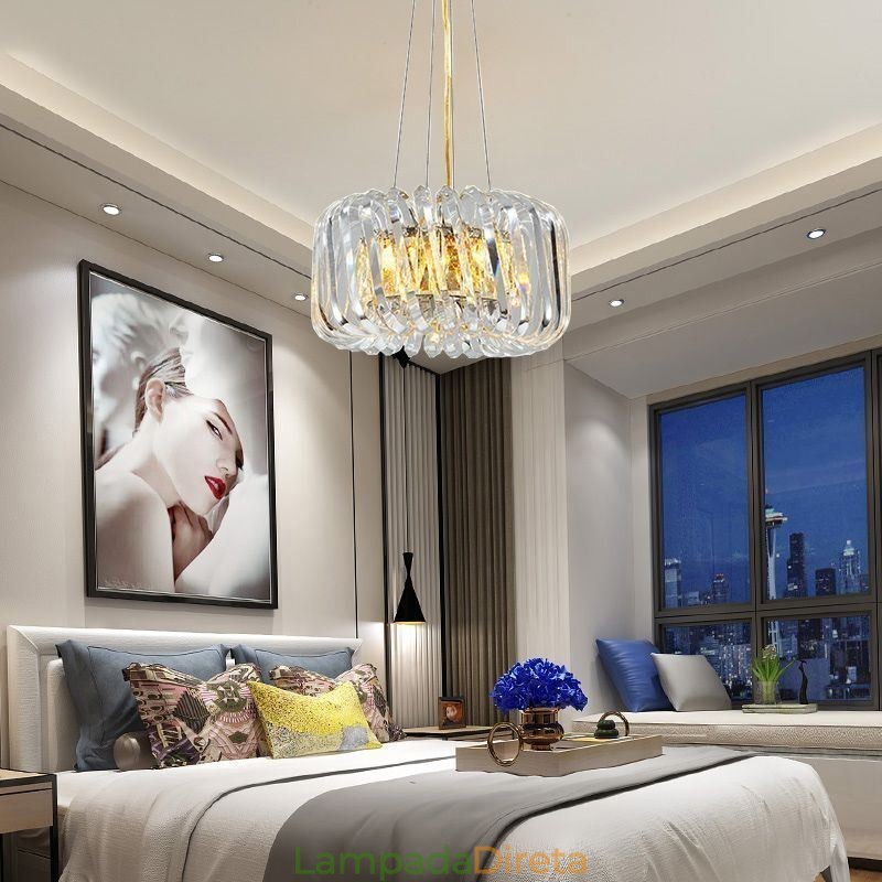 Luminária pendente europeia redonda de vidro para decoração