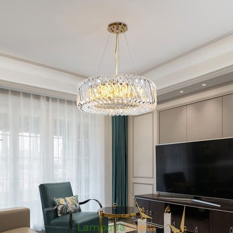 Luminária pendente europeia redonda de vidro para decoração