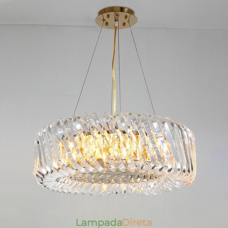 Luminária pendente europeia redonda de vidro para decoração