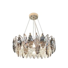 Lustre europeu de ferro com pingente e folha de vidro criativo