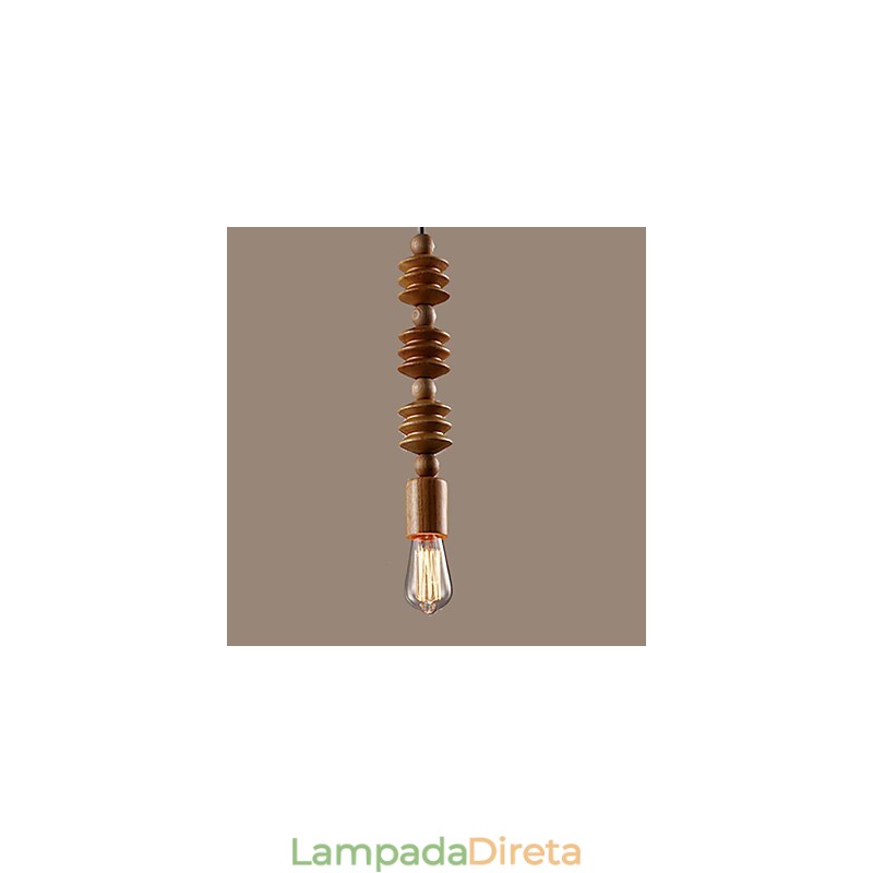 Lustre Mini Estilo Tradicional Clássico Madeira Bambu