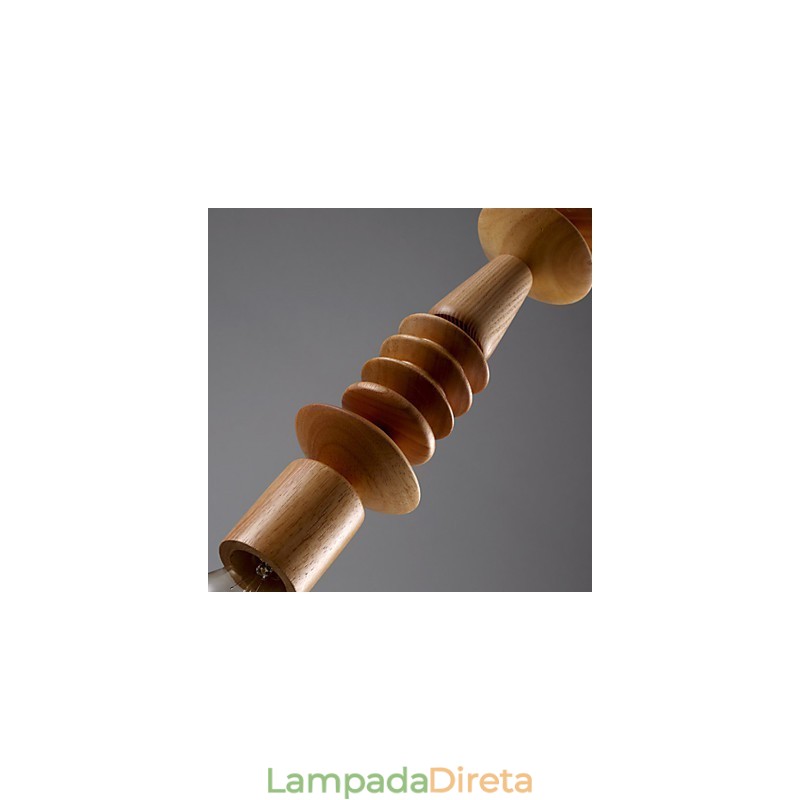 Lustre Mini Estilo Tradicional Clássico Madeira Bambu
