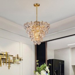 Lustre europeu de vidro com pingente moderno em formato de cone