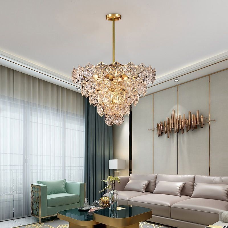 Lustre europeu de vidro com pingente moderno em formato de cone