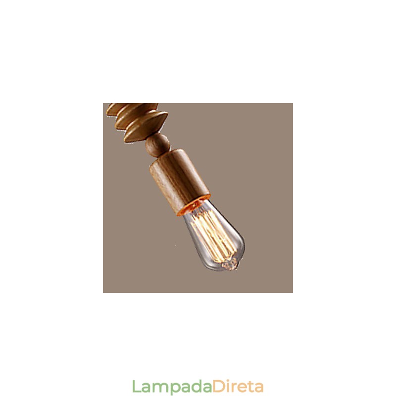 Lustre Mini Estilo Tradicional Clássico Madeira Bambu