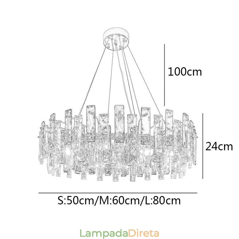 Lustre de vidro de luxo estilo europeu luz pendente
