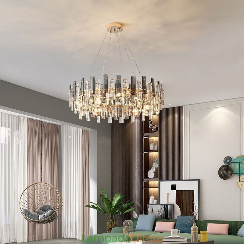 Lustre de vidro de luxo estilo europeu luz pendente