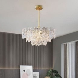 Luminária pendente de luxo decoração para casa lustre de vidro sala de estar