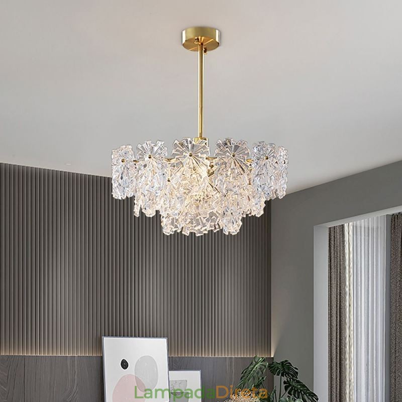 Luminária pendente de luxo decoração para casa lustre de vidro sala de estar