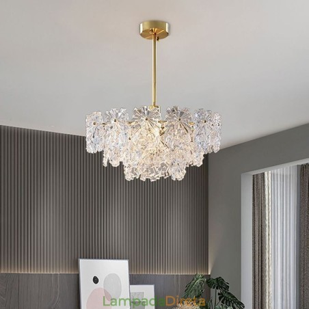 Luminária pendente de luxo decoração para casa lustre de vidro sala de estar Luminária pendente de luxo decoração para casa lustre de vidro sala de estar