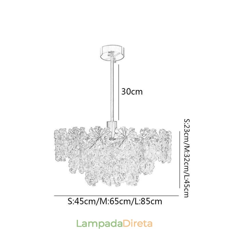 Luminária pendente de luxo decoração para casa lustre de vidro sala de estar