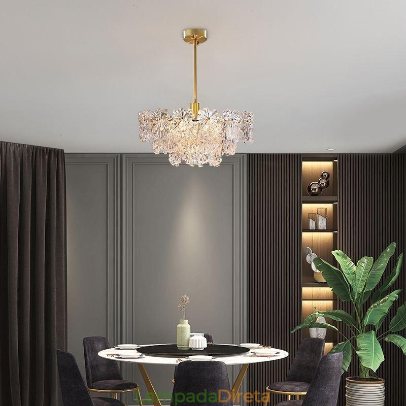 Luminária pendente de luxo decoração para casa lustre de vidro sala de estar