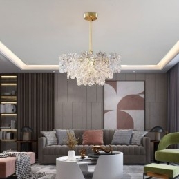 Luminária pendente de luxo decoração para casa lustre de vidro sala de estar