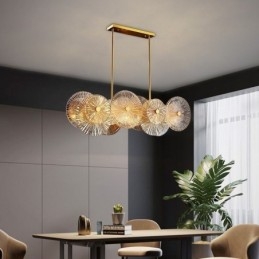 Lustre moderno Spark Disc, luminária pendente de vidro com fogos de artifício, decoração para casa, iluminação