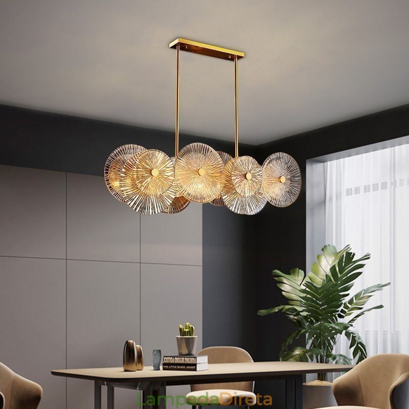 Lustre moderno Spark Disc, luminária pendente de vidro com fogos de artifício, decoração para casa, iluminação