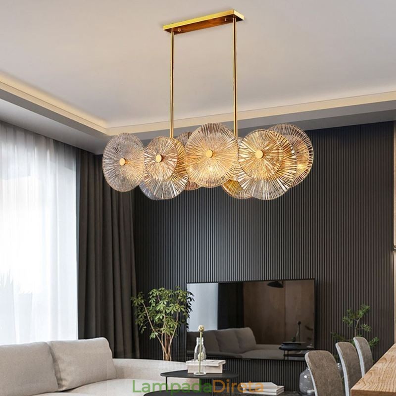 Lustre moderno Spark Disc, luminária pendente de vidro com fogos de artifício, decoração para casa, iluminação