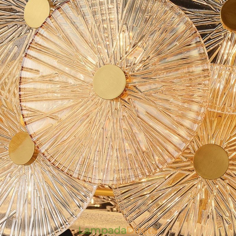 Lustre moderno Spark Disc, luminária pendente de vidro com fogos de artifício, decoração para casa, iluminação