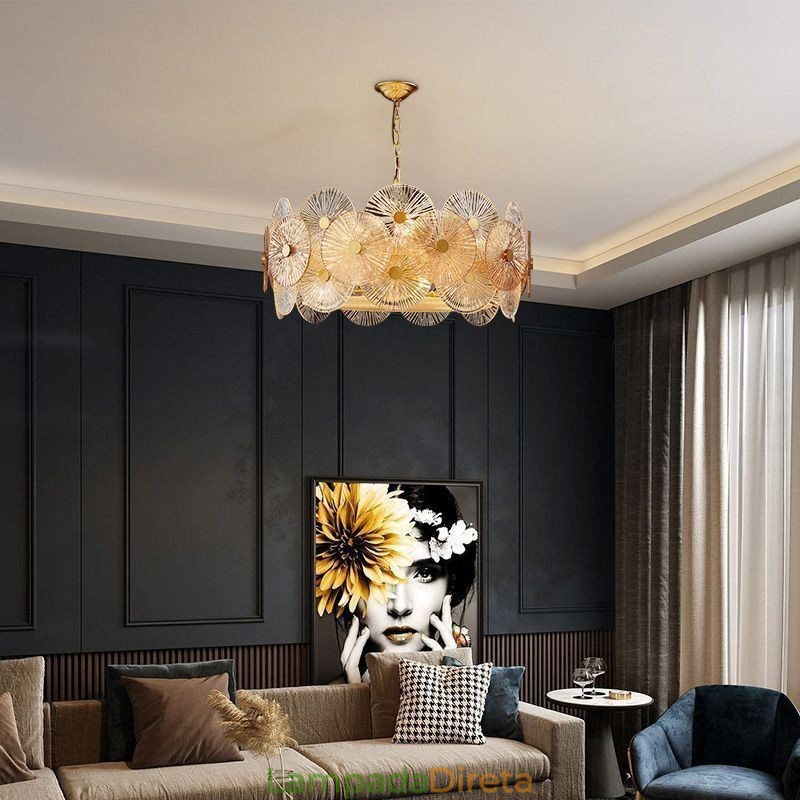 Lustre moderno Spark Disc, luminária pendente de vidro Firework, iluminação para decoração de casa